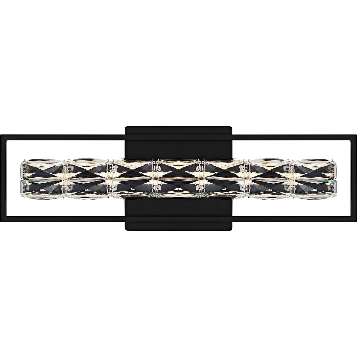 Quoizel Dazzle 24in LED Vanity Light | Modern Glam Matte Black and Clear Crystal Glass | Bathroom & Powder Room | Model PCDZ8524MBK
