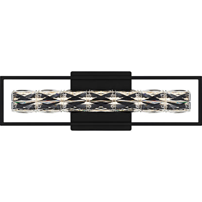 Quoizel Dazzle 24in LED Vanity Light | Modern Glam Matte Black and Clear Crystal Glass | Bathroom & Powder Room | Model PCDZ8524MBK