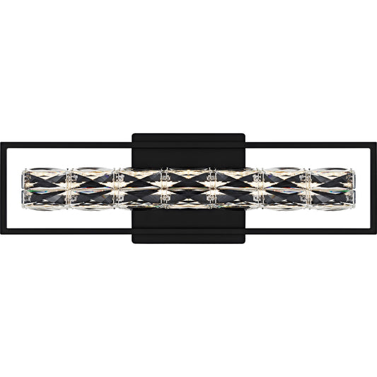 Quoizel Dazzle 24in LED Vanity Light | Modern Glam Matte Black and Clear Crystal Glass | Bathroom & Powder Room | Model PCDZ8524MBK