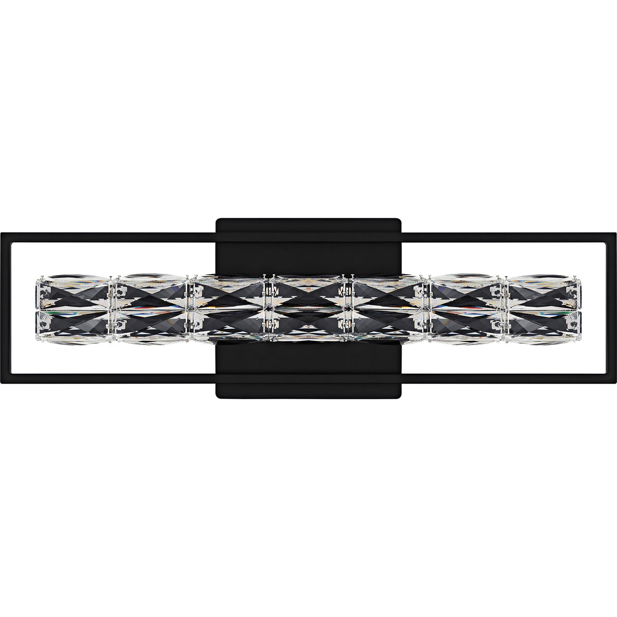 Quoizel Dazzle 24in LED Vanity Light | Modern Glam Matte Black and Clear Crystal Glass | Bathroom & Powder Room | Model PCDZ8524MBK