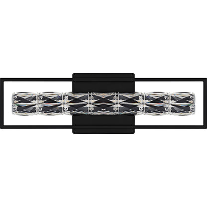Quoizel Dazzle 24in LED Vanity Light | Modern Glam Matte Black and Clear Crystal Glass | Bathroom & Powder Room | Model PCDZ8524MBK