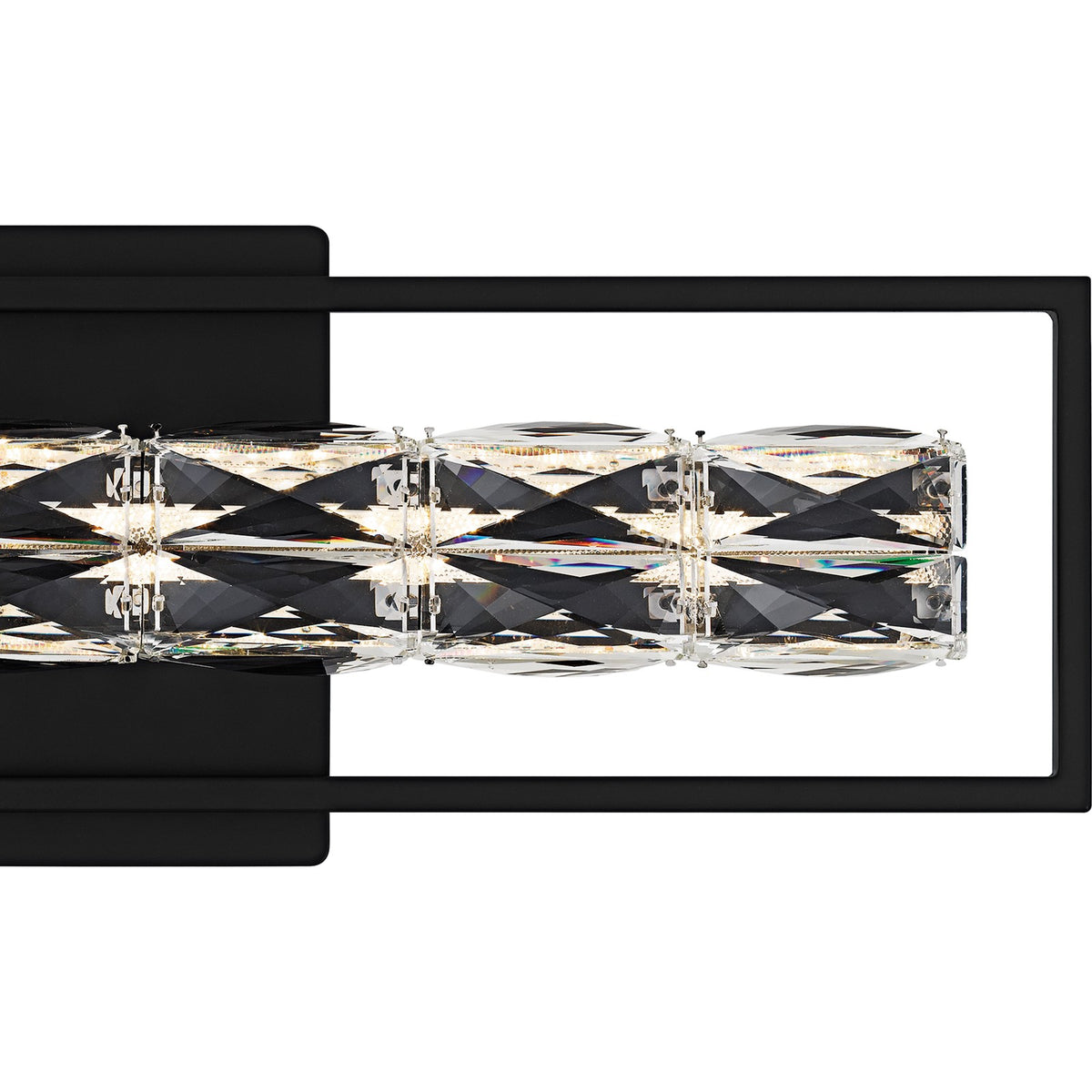Quoizel Dazzle 24in LED Vanity Light | Modern Glam Matte Black and Clear Crystal Glass | Bathroom & Powder Room | Model PCDZ8524MBK