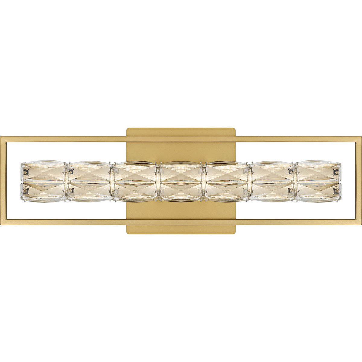 Quoizel Dazzle 24in LED Vanity Light | Modern Glam Soft Gold and Clear Crystal Glass | Bathroom & Powder Room | 24 x 3.5 x 7.25 in | Model PCDZ8524SGD