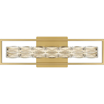 Quoizel Dazzle 24in LED Vanity Light | Modern Glam Soft Gold and Clear Crystal Glass | Bathroom & Powder Room | 24 x 3.5 x 7.25 in | Model PCDZ8524SGD