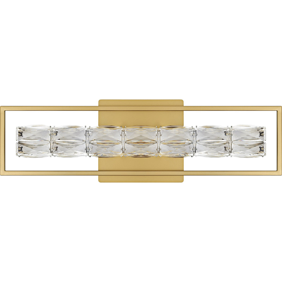 Quoizel Dazzle 24in LED Vanity Light | Modern Glam Soft Gold and Clear Crystal Glass | Bathroom & Powder Room | 24 x 3.5 x 7.25 in | Model PCDZ8524SGD