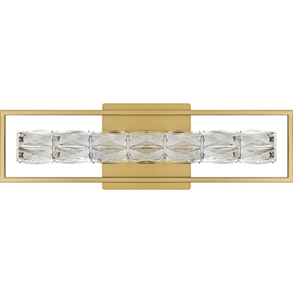 Quoizel Dazzle 24in LED Vanity Light | Modern Glam Soft Gold and Clear Crystal Glass | Bathroom & Powder Room | 24 x 3.5 x 7.25 in | Model PCDZ8524SGD