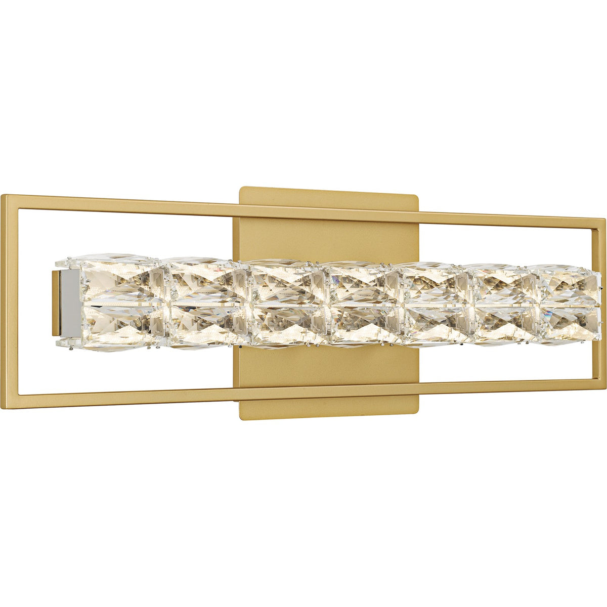 Quoizel Dazzle 24in LED Vanity Light | Modern Glam Soft Gold and Clear Crystal Glass | Bathroom & Powder Room | 24 x 3.5 x 7.25 in | Model PCDZ8524SGD