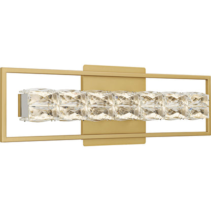 Quoizel Dazzle 24in LED Vanity Light | Modern Glam Soft Gold and Clear Crystal Glass | Bathroom & Powder Room | 24 x 3.5 x 7.25 in | Model PCDZ8524SGD