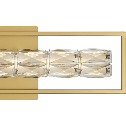 Quoizel Dazzle 24in LED Vanity Light | Modern Glam Soft Gold and Clear Crystal Glass | Bathroom & Powder Room | 24 x 3.5 x 7.25 in | Model PCDZ8524SGD