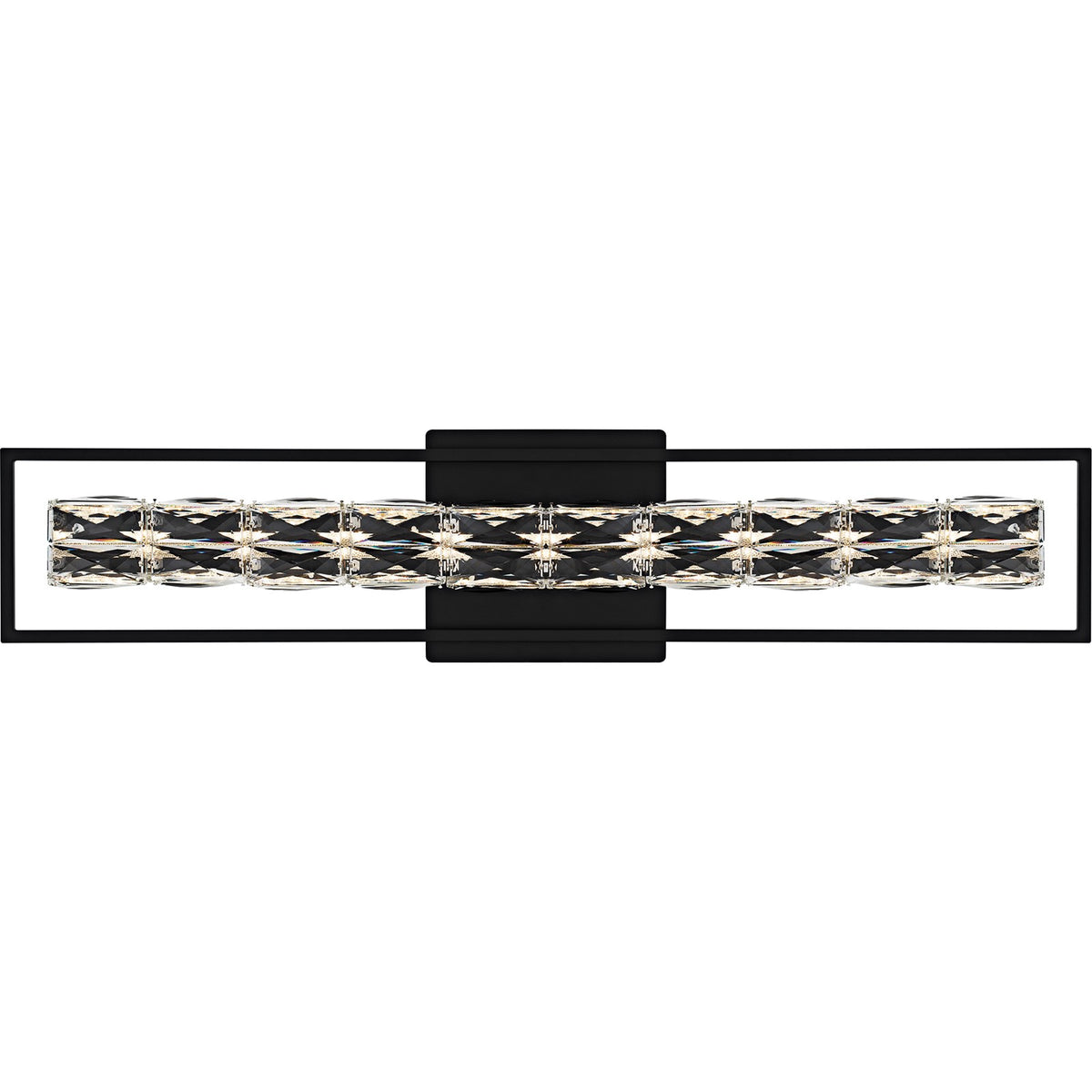 Quoizel Dazzle 33in LED Vanity Light | Modern Glam Matte Black and Clear Crystal Glass | Bathroom & Powder Room | Model PCDZ8533MBK