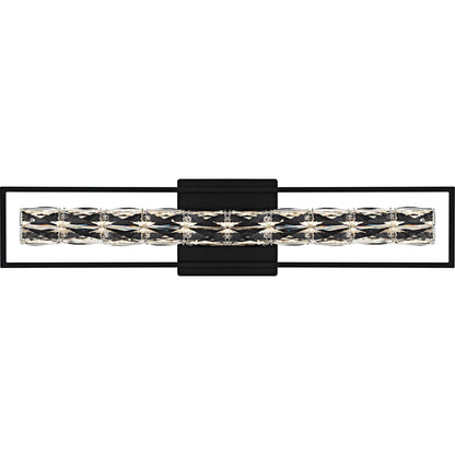 Quoizel Dazzle 33in LED Vanity Light | Modern Glam Matte Black and Clear Crystal Glass | Bathroom & Powder Room | Model PCDZ8533MBK