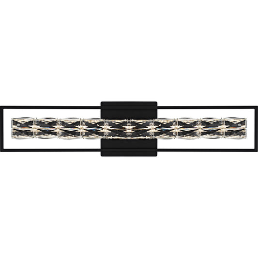 Quoizel Dazzle 33in LED Vanity Light | Modern Glam Matte Black and Clear Crystal Glass | Bathroom & Powder Room | Model PCDZ8533MBK