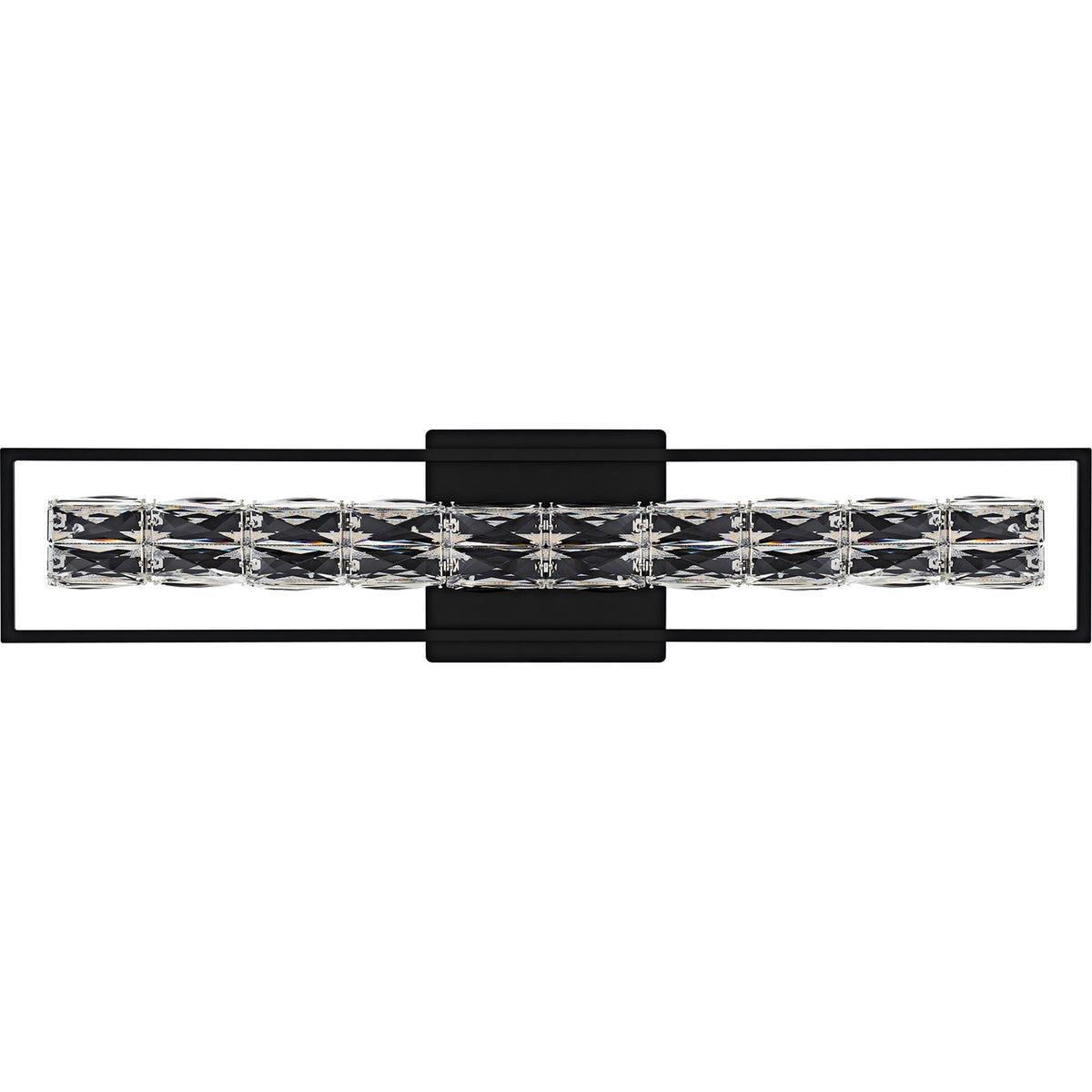 Quoizel Dazzle 33in LED Vanity Light | Modern Glam Matte Black and Clear Crystal Glass | Bathroom & Powder Room | Model PCDZ8533MBK