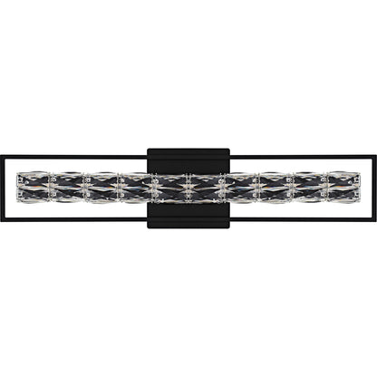 Quoizel Dazzle 33in LED Vanity Light | Modern Glam Matte Black and Clear Crystal Glass | Bathroom & Powder Room | Model PCDZ8533MBK