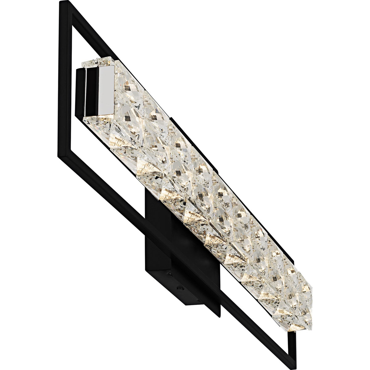 Quoizel Dazzle 33in LED Vanity Light | Modern Glam Matte Black and Clear Crystal Glass | Bathroom & Powder Room | Model PCDZ8533MBK
