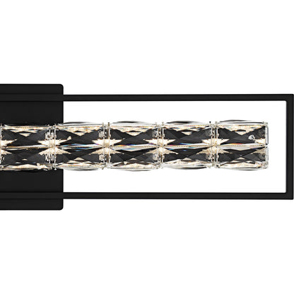 Quoizel Dazzle 33in LED Vanity Light | Modern Glam Matte Black and Clear Crystal Glass | Bathroom & Powder Room | Model PCDZ8533MBK