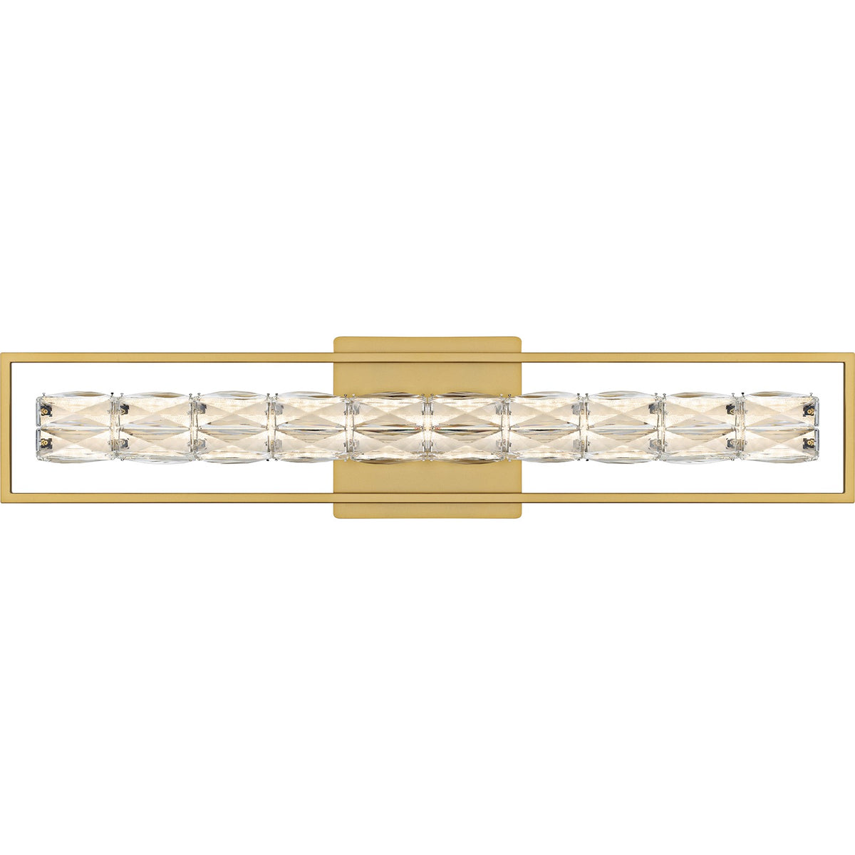 Quoizel Dazzle 33in LED Vanity Light | Modern Glam Soft Gold and Clear Crystal Glass | Bathroom & Powder Room | Model PCDZ8533SGD