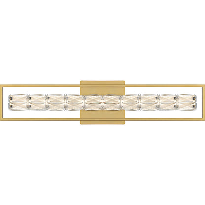 Quoizel Dazzle 33in LED Vanity Light | Modern Glam Soft Gold and Clear Crystal Glass | Bathroom & Powder Room | Model PCDZ8533SGD