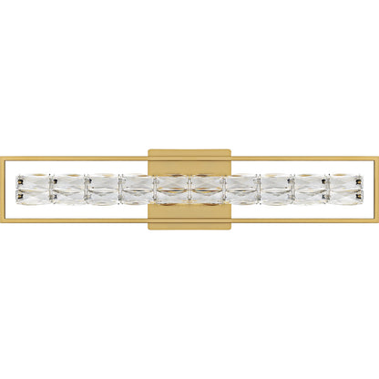 Quoizel Dazzle 33in LED Vanity Light | Modern Glam Soft Gold and Clear Crystal Glass | Bathroom & Powder Room | Model PCDZ8533SGD