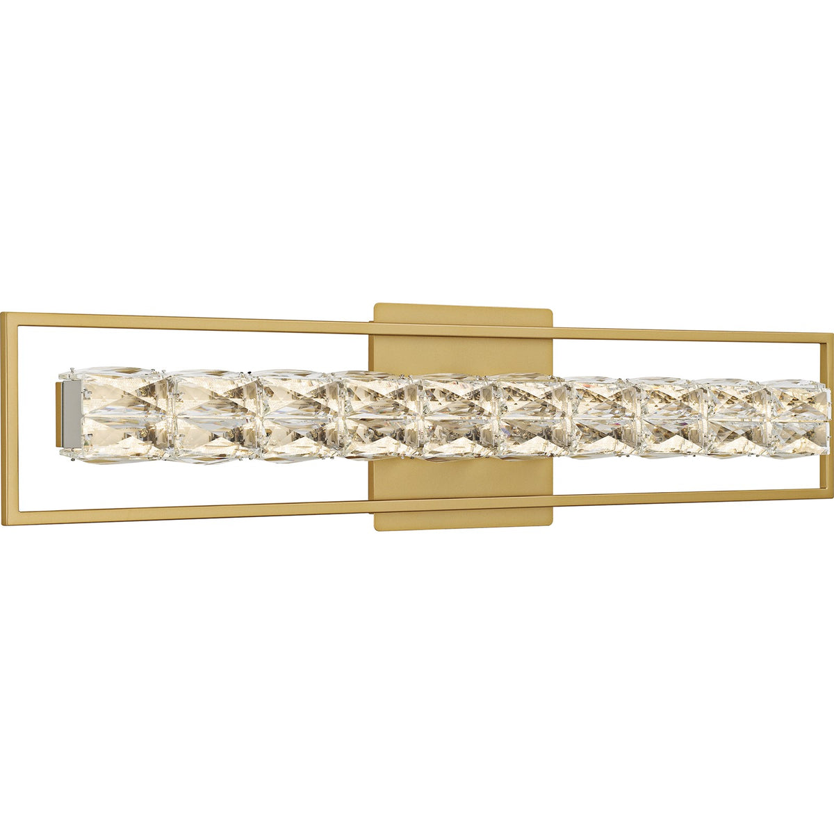 Quoizel Dazzle 33in LED Vanity Light | Modern Glam Soft Gold and Clear Crystal Glass | Bathroom & Powder Room | Model PCDZ8533SGD