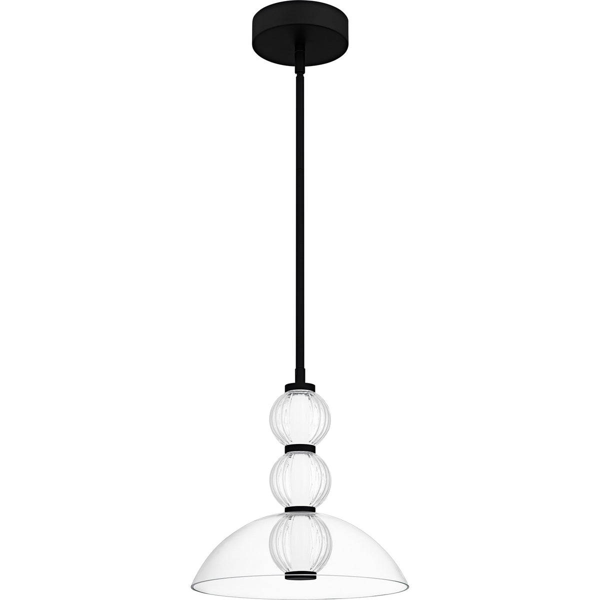 Quoizel Elway 12in 1-Light Pendant | Modern Matte Black and Clear Glass | Kitchen Island & Dining Room | 12 x 12 x 12.5 in | Model PCELW1812MBK