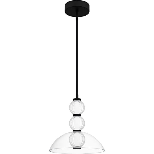 Quoizel Elway 12in 1-Light Pendant | Modern Matte Black and Clear Glass | Kitchen Island & Dining Room | 12 x 12 x 12.5 in | Model PCELW1812MBK
