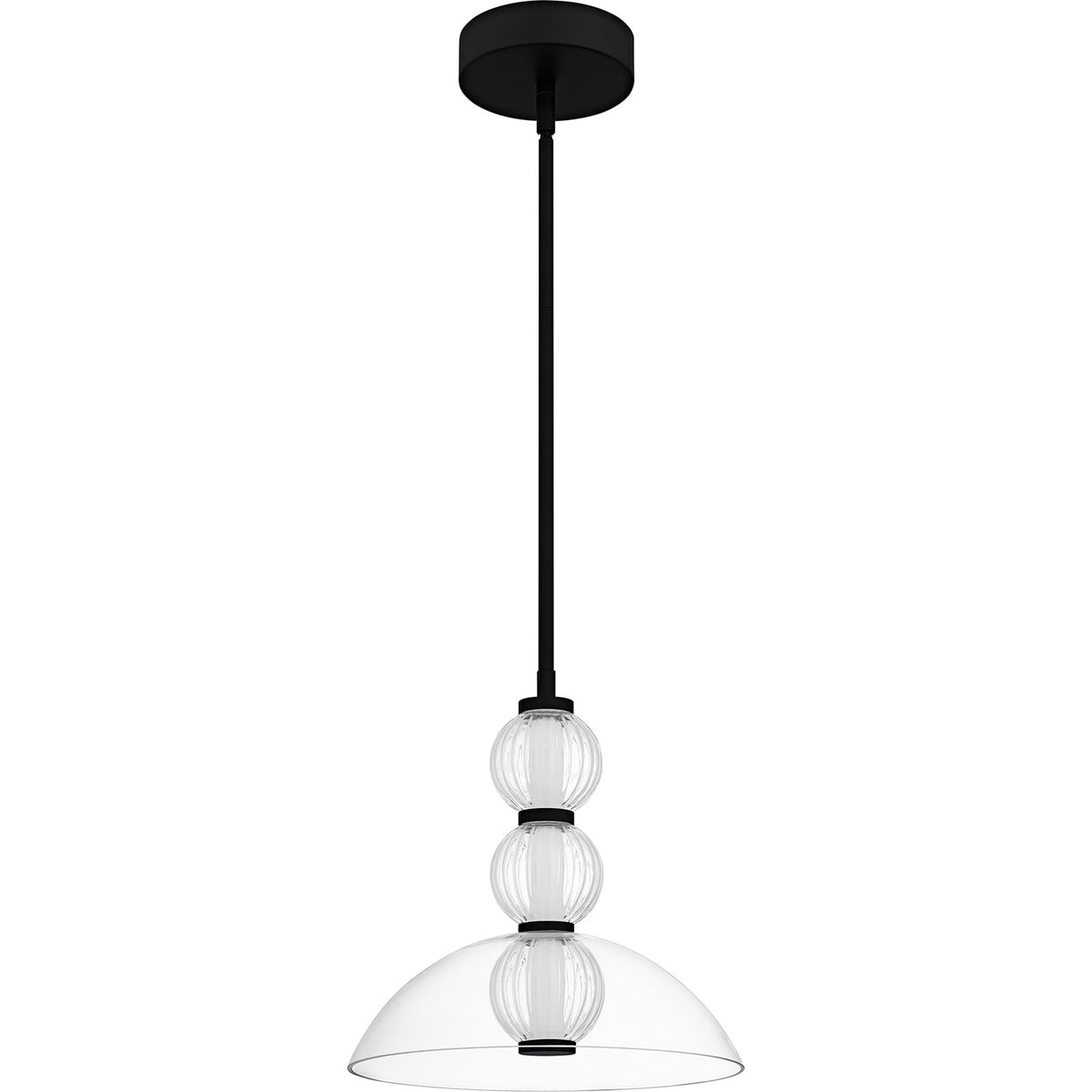 Quoizel Elway 12in 1-Light Pendant | Modern Matte Black and Clear Glass | Kitchen Island & Dining Room | 12 x 12 x 12.5 in | Model PCELW1812MBK