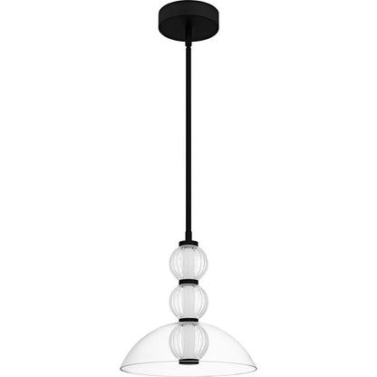 Quoizel Elway 12in 1-Light Pendant | Modern Matte Black and Clear Glass | Kitchen Island & Dining Room | 12 x 12 x 12.5 in | Model PCELW1812MBK