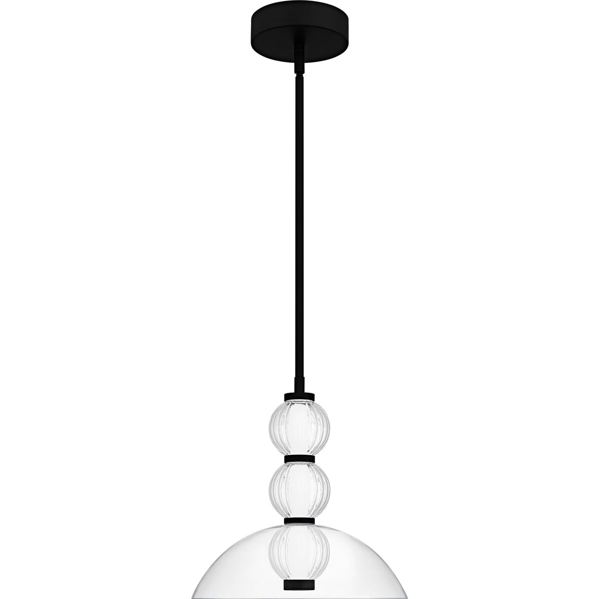Quoizel Elway 12in 1-Light Pendant | Modern Matte Black and Clear Glass | Kitchen Island & Dining Room | 12 x 12 x 12.5 in | Model PCELW1812MBK