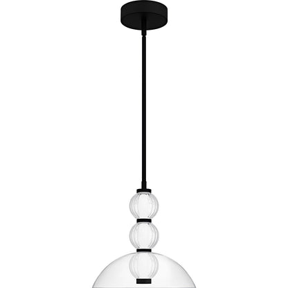 Quoizel Elway 12in 1-Light Pendant | Modern Matte Black and Clear Glass | Kitchen Island & Dining Room | 12 x 12 x 12.5 in | Model PCELW1812MBK