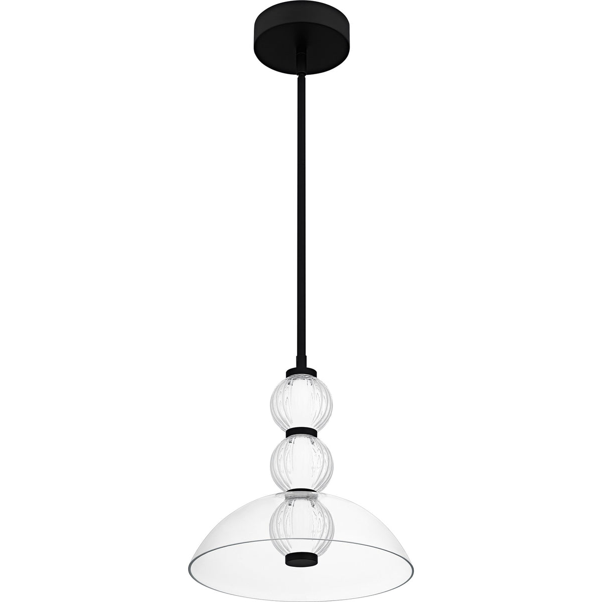 Quoizel Elway 12in 1-Light Pendant | Modern Matte Black and Clear Glass | Kitchen Island & Dining Room | 12 x 12 x 12.5 in | Model PCELW1812MBK