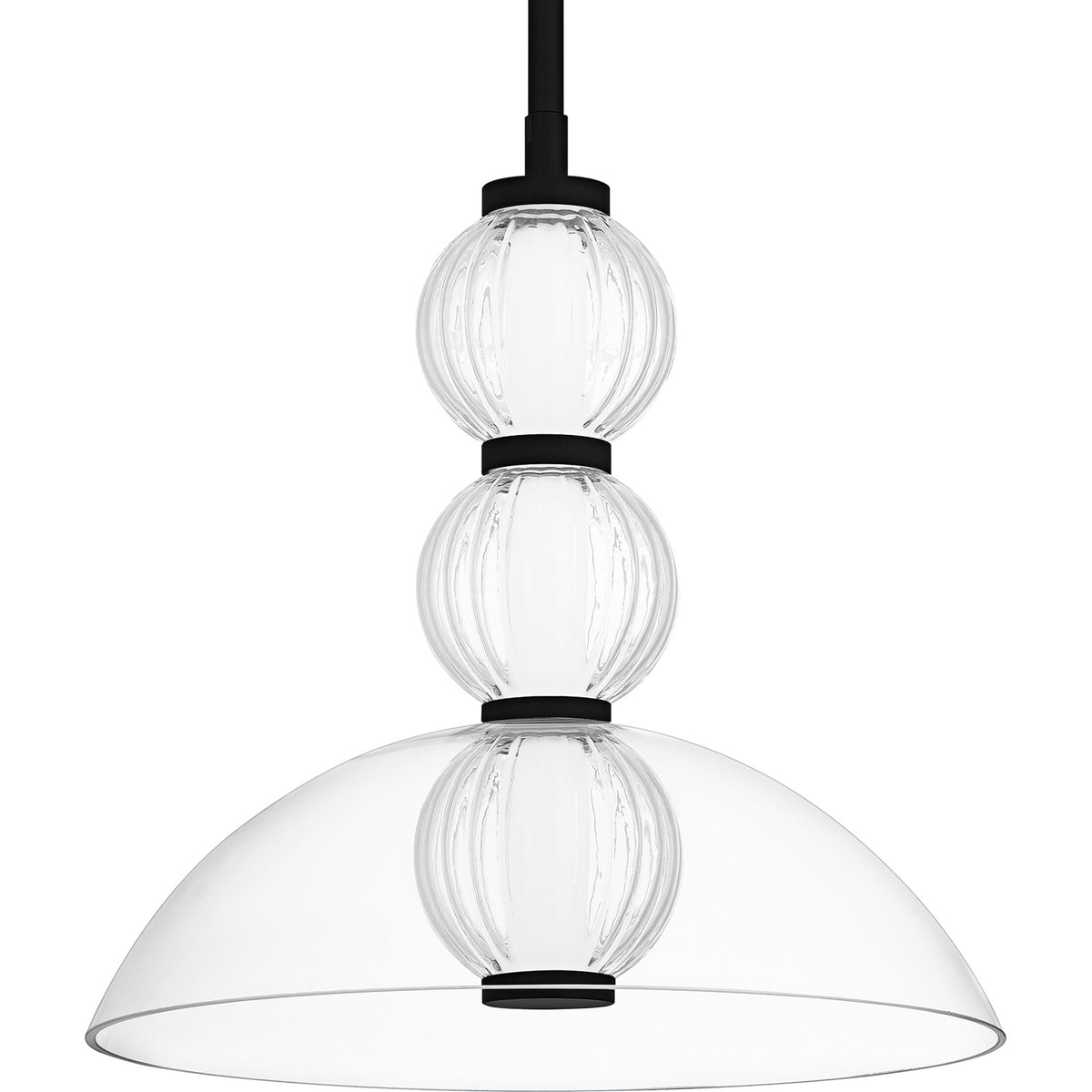 Quoizel Elway 12in 1-Light Pendant | Modern Matte Black and Clear Glass | Kitchen Island & Dining Room | 12 x 12 x 12.5 in | Model PCELW1812MBK