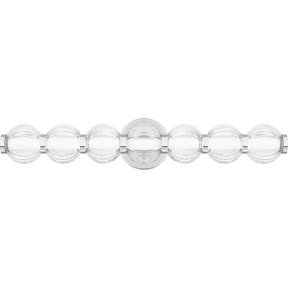 Quoizel Elway 25in LED Bath Light | Modern Polished Chrome and Clear Ribbed Glass | Bathroom Vanity & Powder Room | Model PCELW8525C