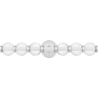 Quoizel Elway 25in LED Bath Light | Modern Polished Chrome and Clear Ribbed Glass | Bathroom Vanity & Powder Room | Model PCELW8525C