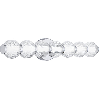 Quoizel Elway 25in LED Bath Light | Modern Polished Chrome and Clear Ribbed Glass | Bathroom Vanity & Powder Room | Model PCELW8525C