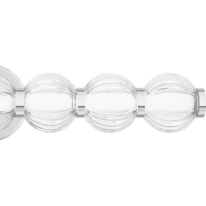Quoizel Elway 25in LED Bath Light | Modern Polished Chrome and Clear Ribbed Glass | Bathroom Vanity & Powder Room | Model PCELW8525C