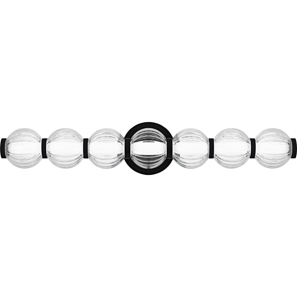 Quoizel Elway 25in LED Bath Light | Modern Matte Black and Clear Ribbed Glass | Bathroom Vanity & Powder Room | Model PCELW8525MBK