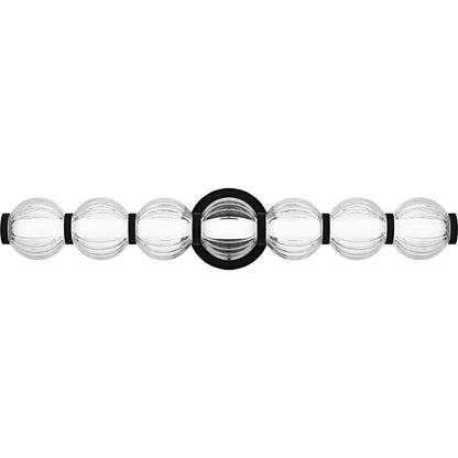 Quoizel Elway 25in LED Bath Light | Modern Matte Black and Clear Ribbed Glass | Bathroom Vanity & Powder Room | Model PCELW8525MBK