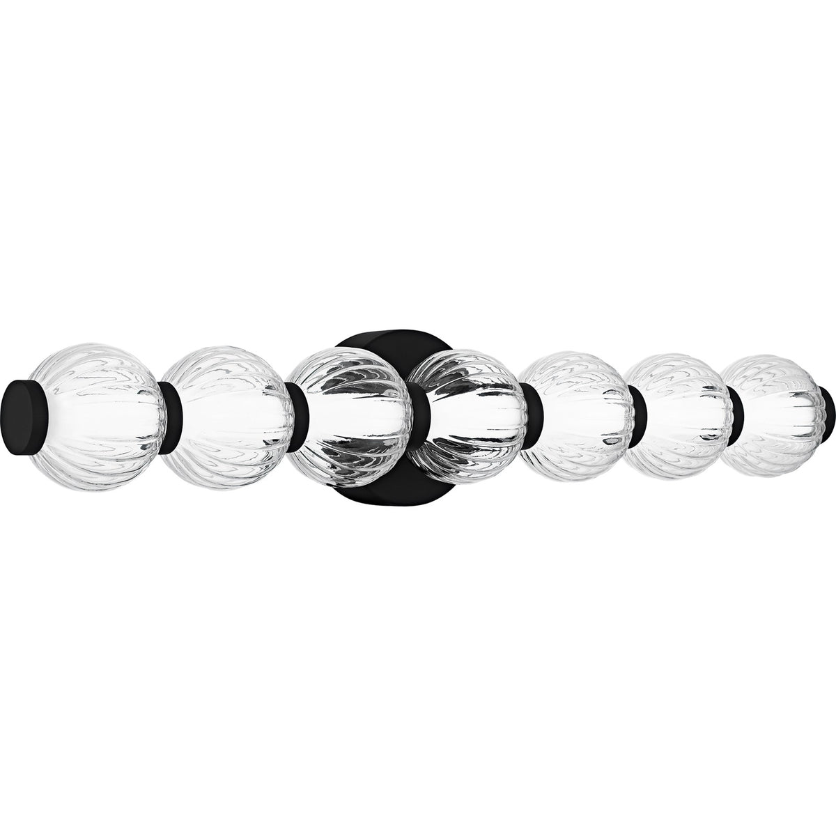 Quoizel Elway 25in LED Bath Light | Modern Matte Black and Clear Ribbed Glass | Bathroom Vanity & Powder Room | Model PCELW8525MBK