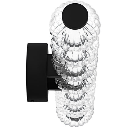 Quoizel Elway 25in LED Bath Light | Modern Matte Black and Clear Ribbed Glass | Bathroom Vanity & Powder Room | Model PCELW8525MBK