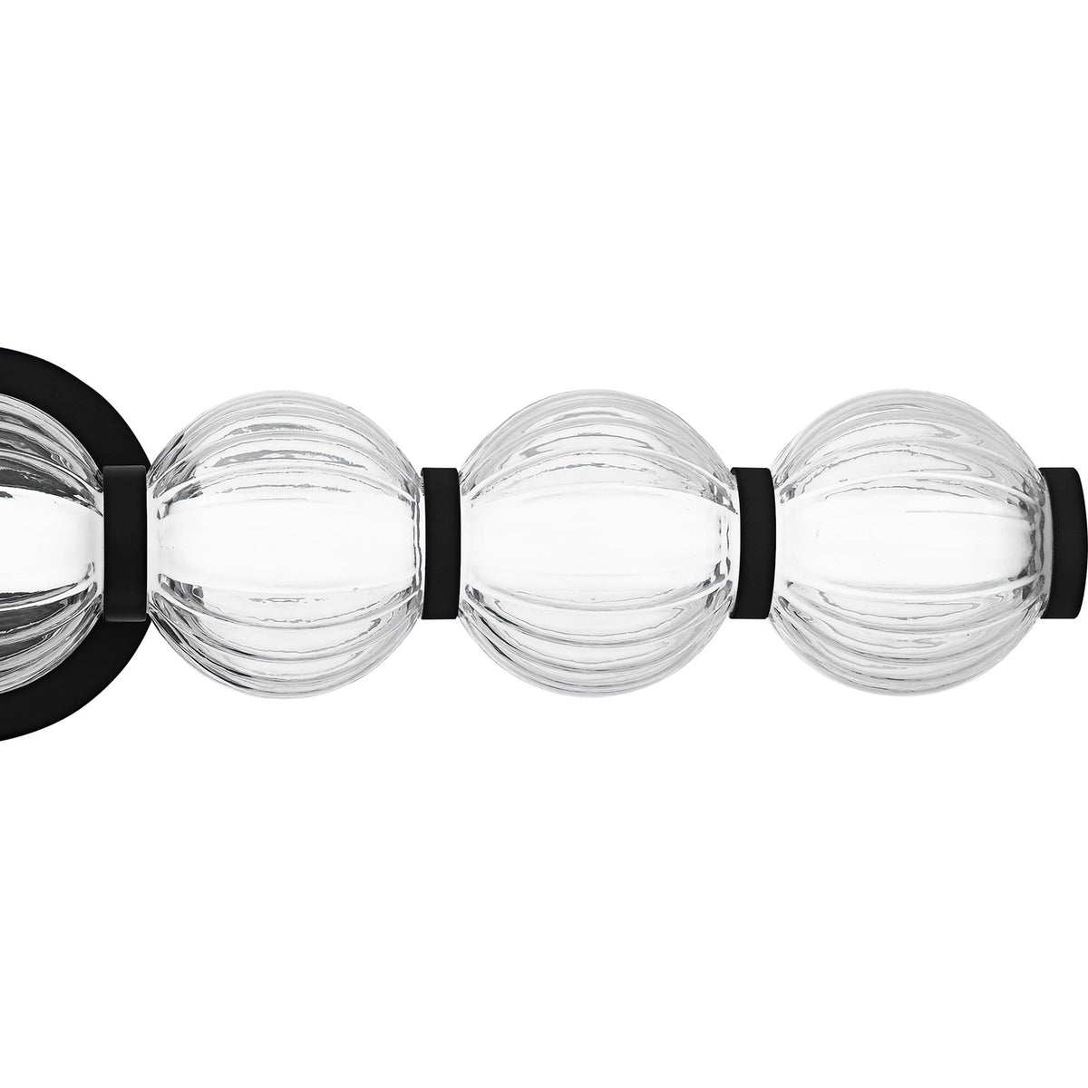 Quoizel Elway 25in LED Bath Light | Modern Matte Black and Clear Ribbed Glass | Bathroom Vanity & Powder Room | Model PCELW8525MBK