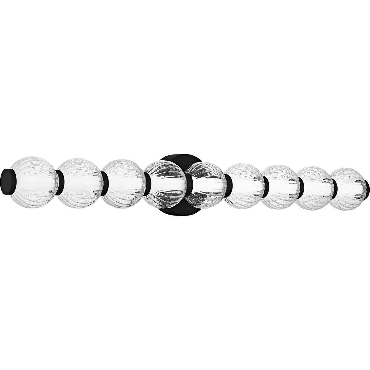 Quoizel Elway 32in LED Bath Light | Modern Matte Black and Clear Ribbed Glass | Bathroom Vanity & Powder Room | Model PCELW8532MBK