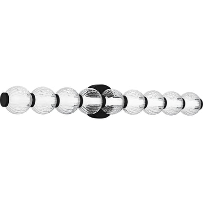 Quoizel Elway 32in LED Bath Light | Modern Matte Black and Clear Ribbed Glass | Bathroom Vanity & Powder Room | Model PCELW8532MBK