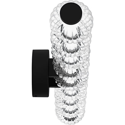 Quoizel Elway 32in LED Bath Light | Modern Matte Black and Clear Ribbed Glass | Bathroom Vanity & Powder Room | Model PCELW8532MBK