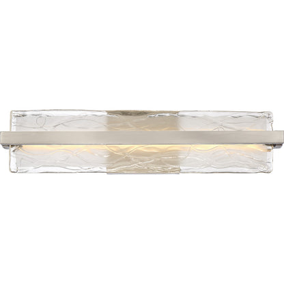 Quoizel Glacial 22in 1-Light Vanity Light | Modern Brushed Nickel and Clear Textured Glass | Bathroom Vanity | 22 x 4.75 x 5 in | Model PCGL8522BN