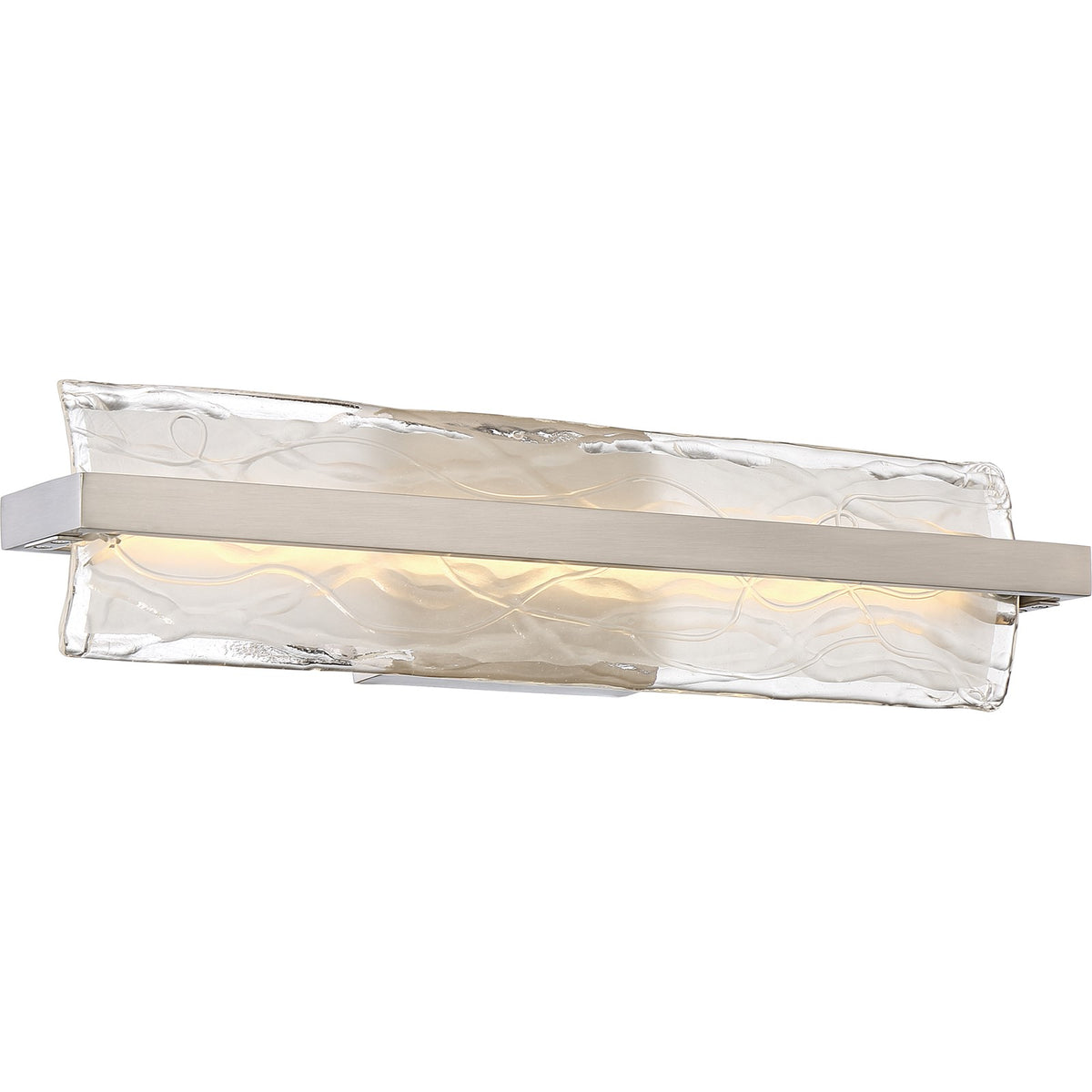 Quoizel Glacial 22in 1-Light Vanity Light | Modern Brushed Nickel and Clear Textured Glass | Bathroom Vanity | 22 x 4.75 x 5 in | Model PCGL8522BN