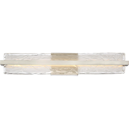 Quoizel Glacial 30in 1-Light Vanity Light | Modern Brushed Nickel and Clear Textured Glass | Bathroom Vanity | 30 x 4.75 x 5.5 in | Model PCGL8530BN
