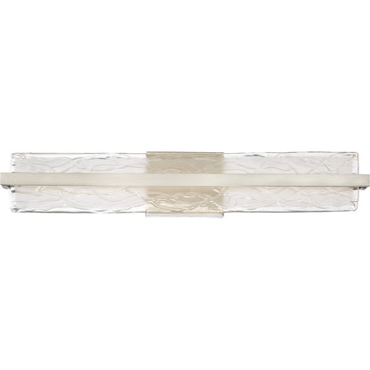 Quoizel Glacial 30in 1-Light Vanity Light | Modern Brushed Nickel and Clear Textured Glass | Bathroom Vanity | 30 x 4.75 x 5.5 in | Model PCGL8530BN