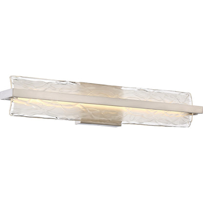 Quoizel Glacial 30in 1-Light Vanity Light | Modern Brushed Nickel and Clear Textured Glass | Bathroom Vanity | 30 x 4.75 x 5.5 in | Model PCGL8530BN