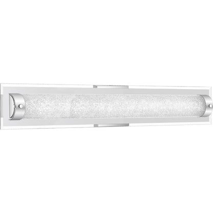 Quoizel Glitz 32in LED Bath Light | Polished Chrome and Clear Crystal Glass | Bathroom Vanity | 31.75 x 3.25 x 4.75 in | Model PCGZ8532C